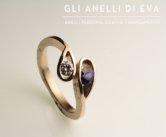 foto anello di fidanzamento con zaffiro Blu