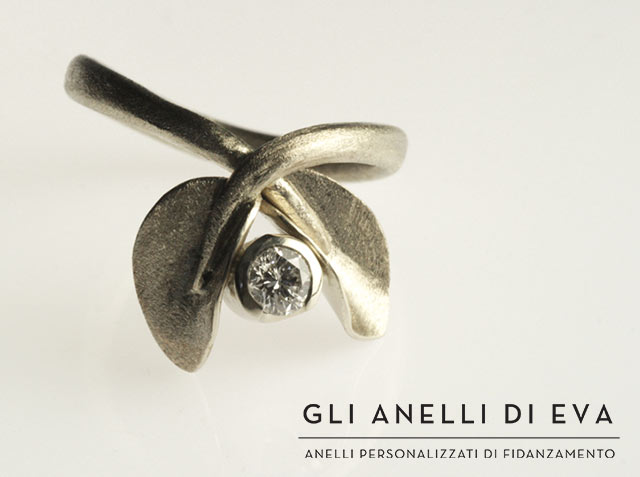 foto anello di fidanzamento con foglie